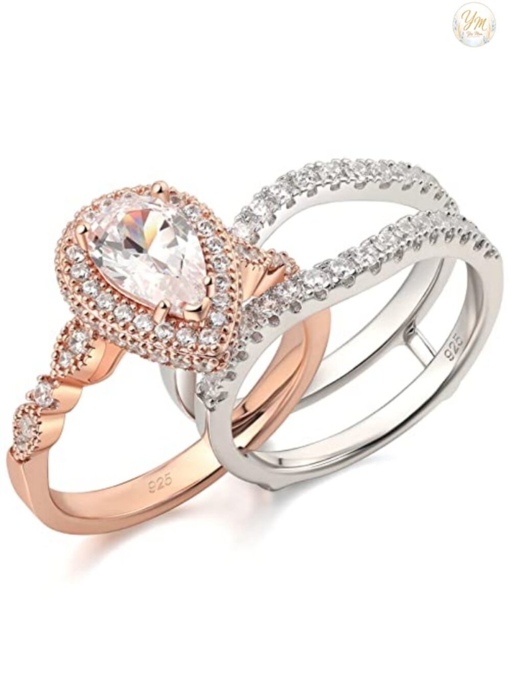 925 Sterling Silver 3.6ct CZ Bridal Set Ring Engagement Wedding Band Size 7